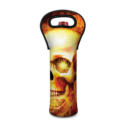 Burning Evil Skull Print Single Neoprene Wine Tote
