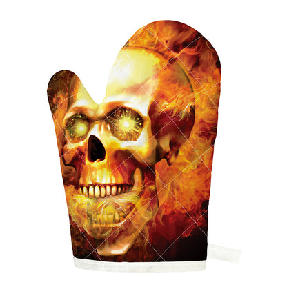 Burning Evil Skull Print Single Oven Mitt