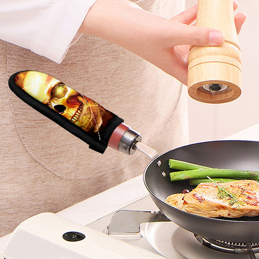 Burning Evil Skull Print Skillet Handle Cover
