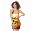 Burning Evil Skull Print Sleeveless Bodycon Dress