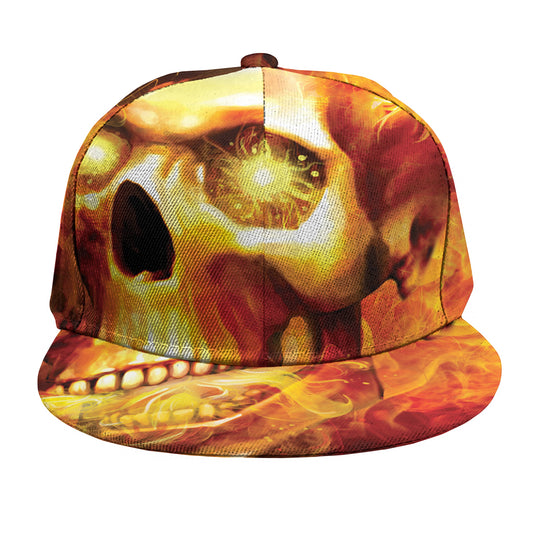 Burning Evil Skull Print Snapback Cap