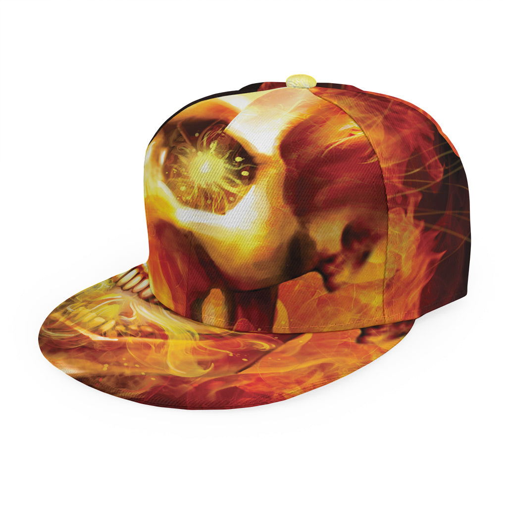 Burning Evil Skull Print Snapback Cap
