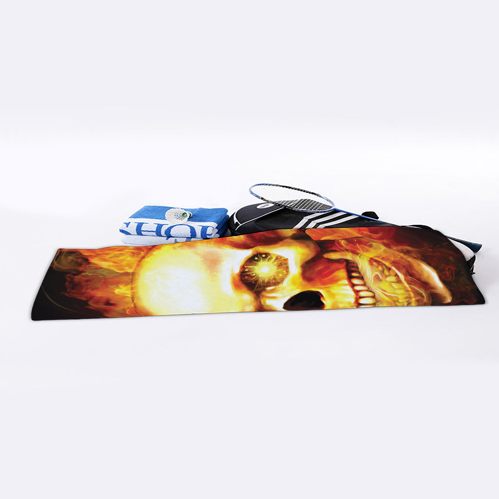 Burning Evil Skull Print Sports Towel