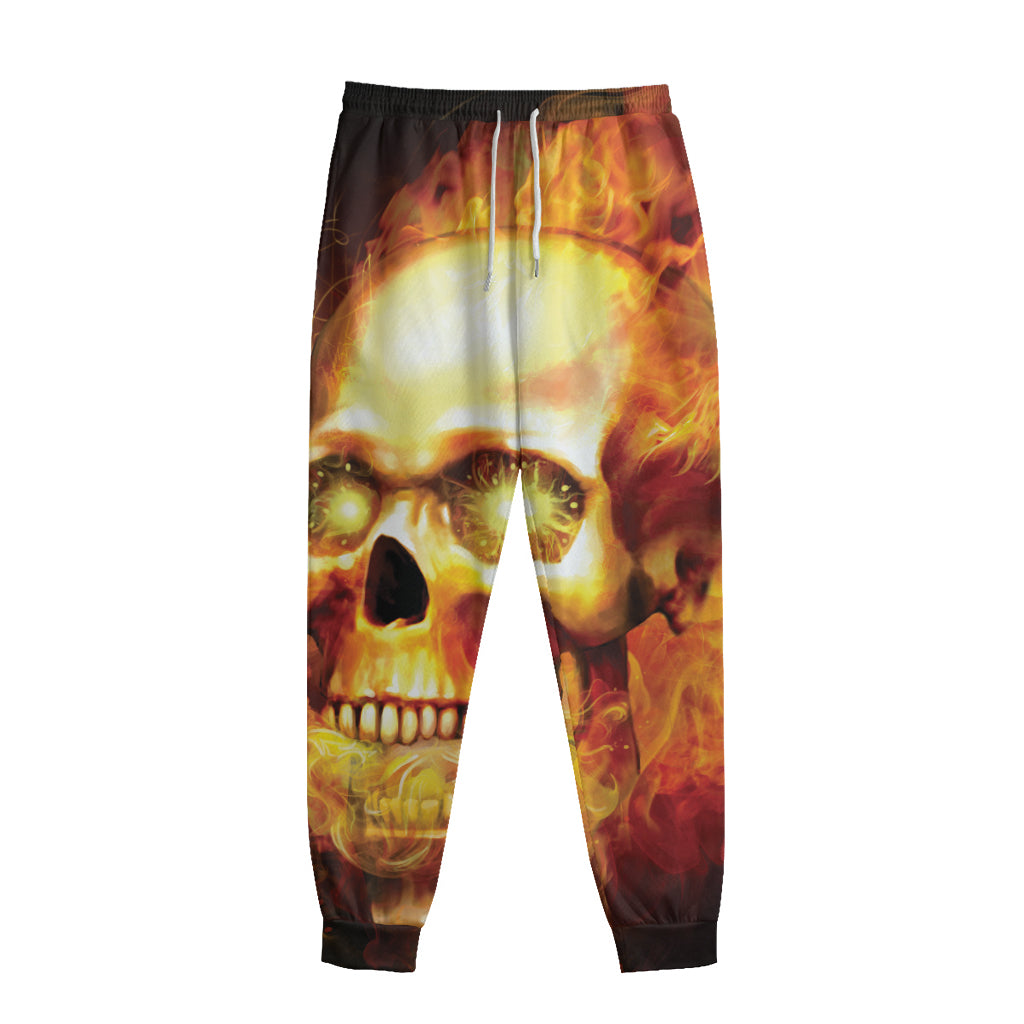 Burning Evil Skull Print Sweatpants