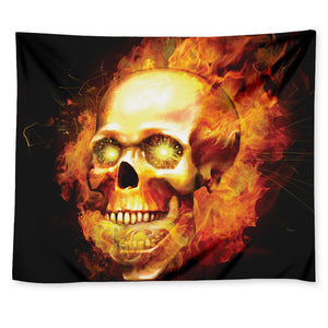 Burning Evil Skull Print Tapestry