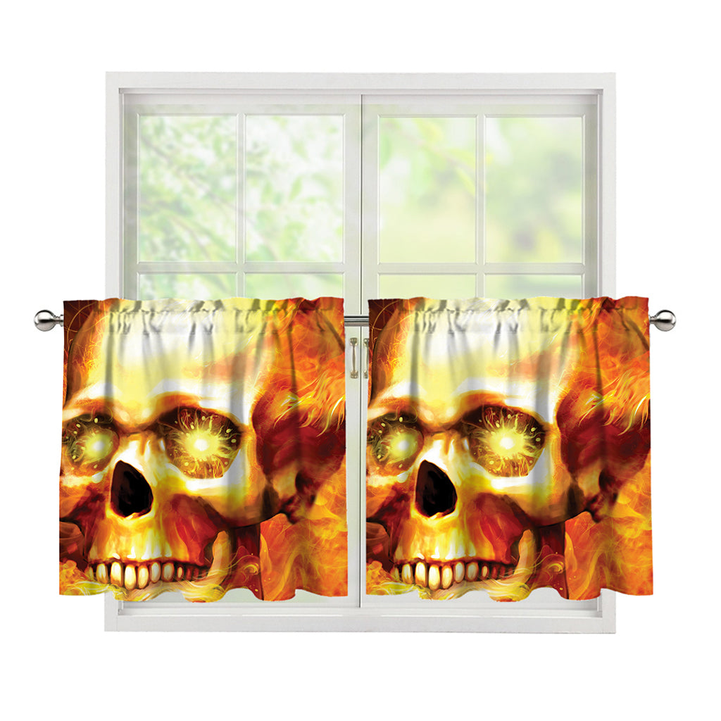 Burning Evil Skull Print Tier Curtains