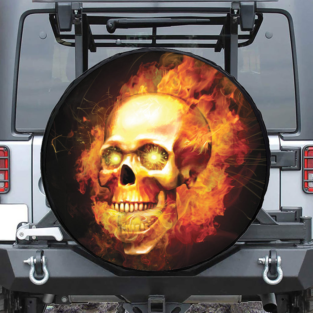 Burning Evil Skull Print Tire Cover