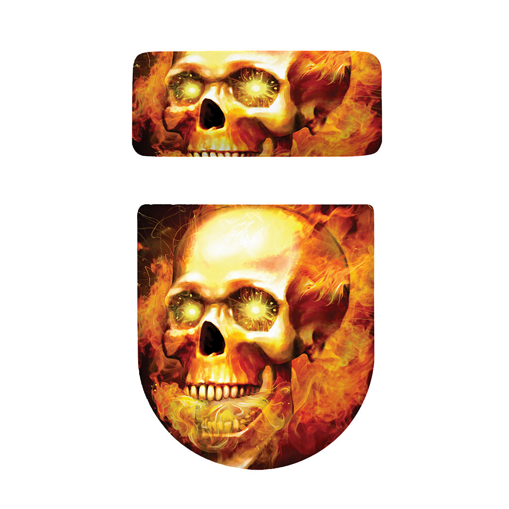 Burning Evil Skull Print Toilet Lid And Tank Cover Set