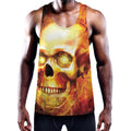 Burning Evil Skull Print Men's Workout Tank Top