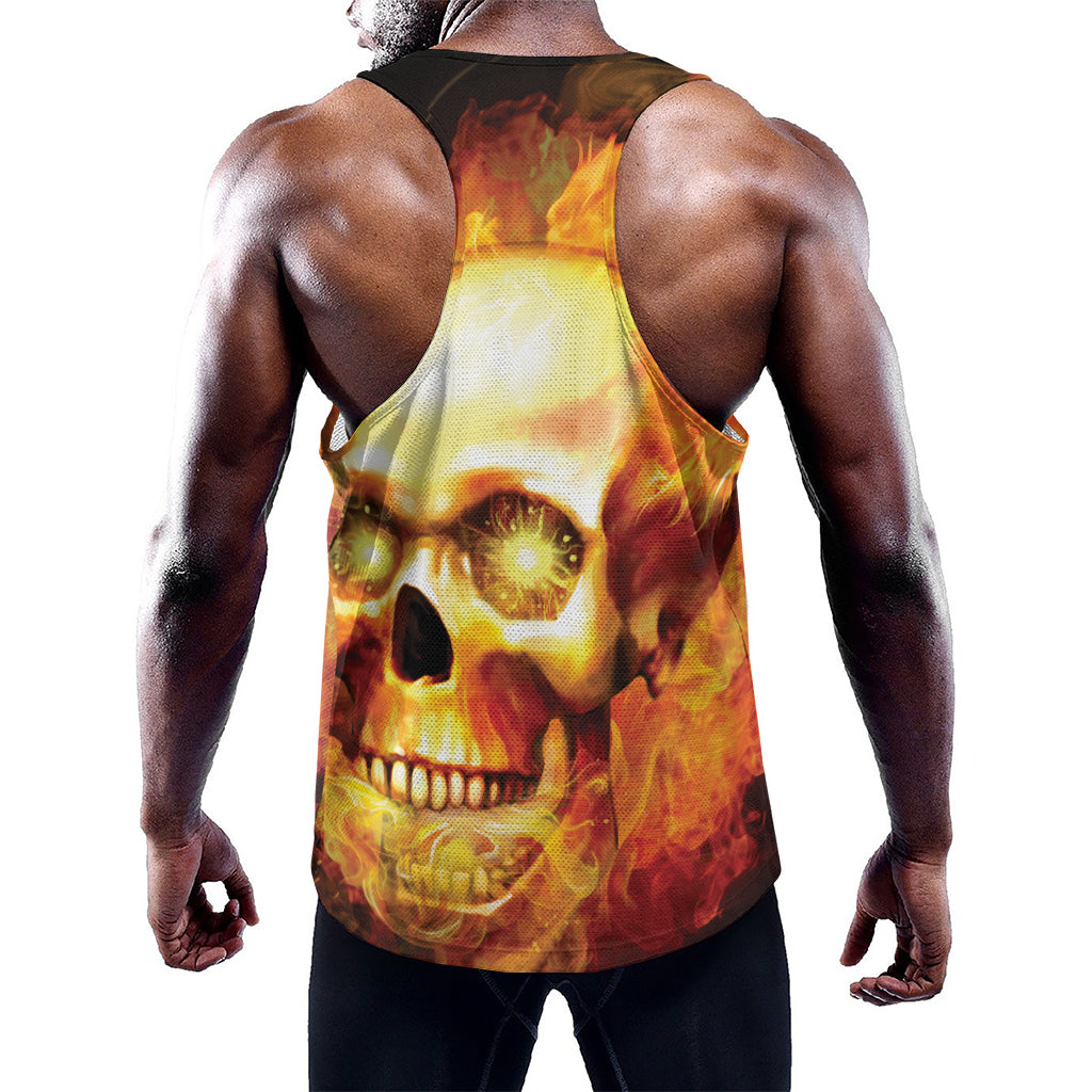 Burning Evil Skull Print Training Tank Top