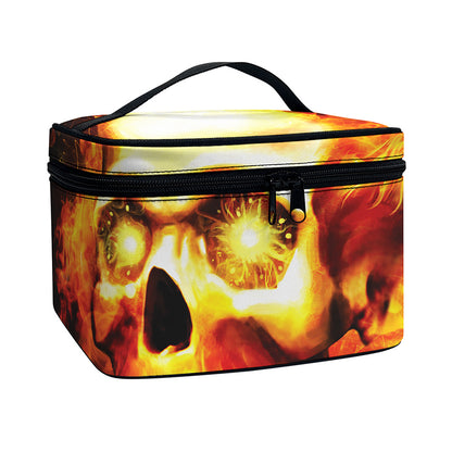 Burning Evil Skull Print Travel Makeup Bag