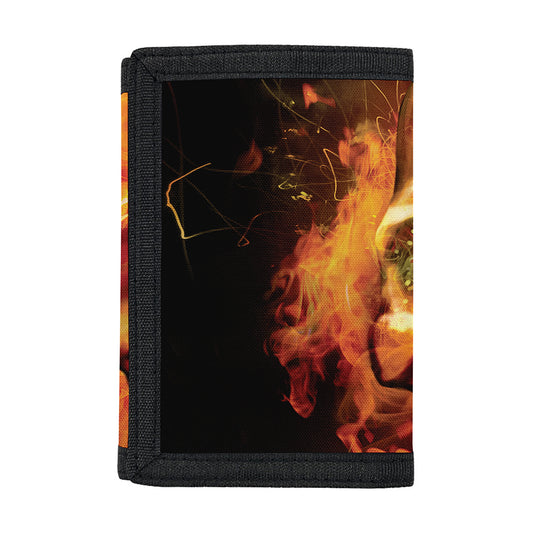Burning Evil Skull Print Trifold Wallet