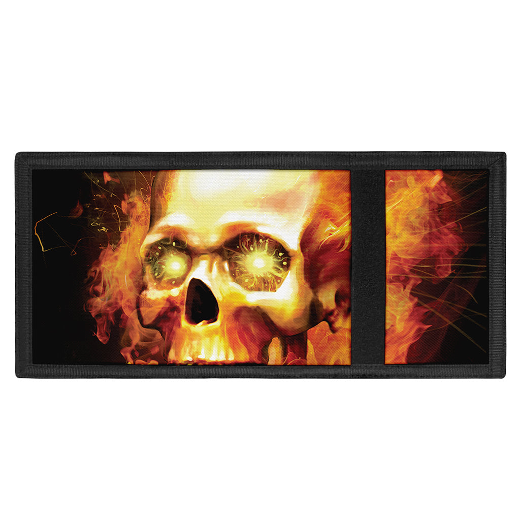 Burning Evil Skull Print Trifold Wallet