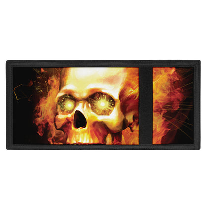 Burning Evil Skull Print Trifold Wallet