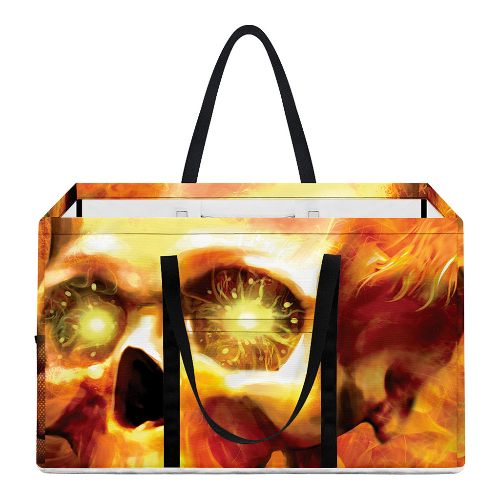 Burning Evil Skull Print Utility Tote Bag