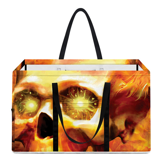 Burning Evil Skull Print Utility Tote Bag