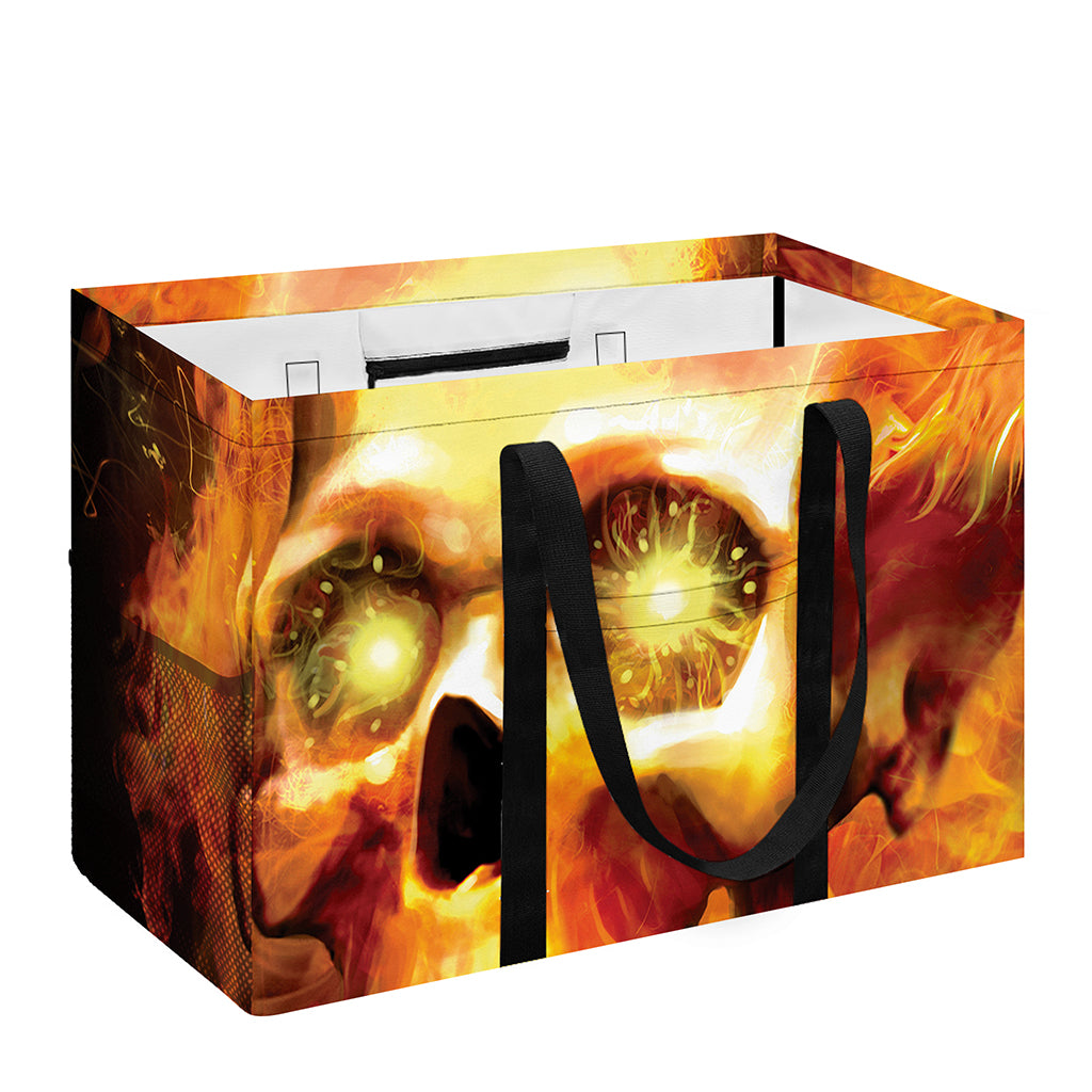Burning Evil Skull Print Utility Tote Bag