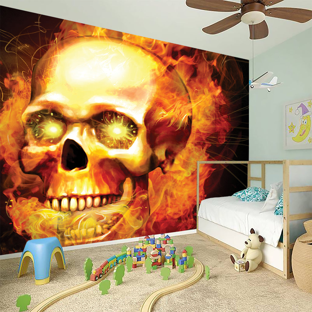 Burning Evil Skull Print Wall Sticker