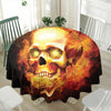 Burning Evil Skull Print Waterproof Round Tablecloth