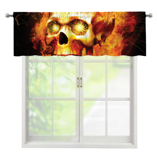 Burning Evil Skull Print Window Valance