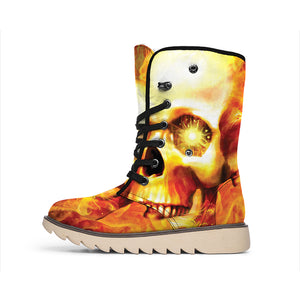 Burning Evil Skull Print Winter Boots