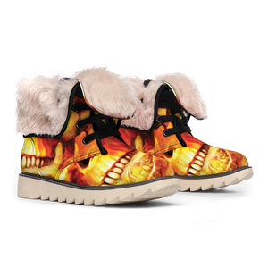 Burning Evil Skull Print Winter Boots