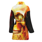 Burning Evil Skull Print Women's Bathrobe