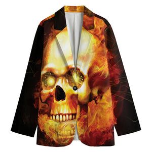 Burning Evil Skull Print Women's Blazer