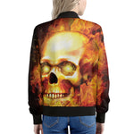 Burning Evil Skull Print Women's Bomber Jacket