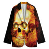 Burning Evil Skull Print Women's Cotton Blazer