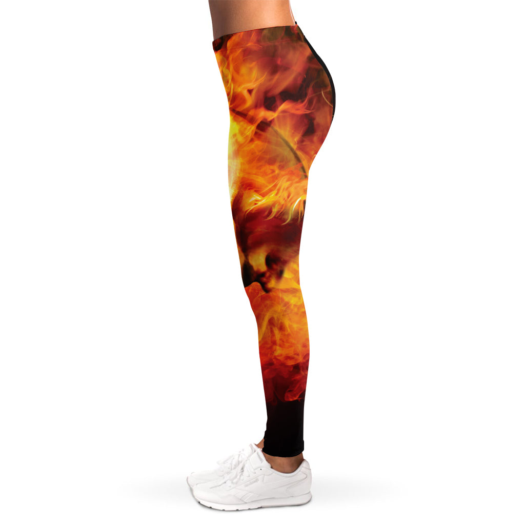 Burning Evil Skull Print Women's Leggings