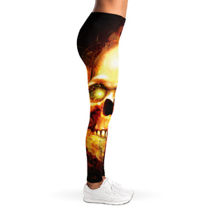 Burning Evil Skull Print Women's Leggings