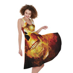 Burning Evil Skull Print Women's Sleeveless Dress