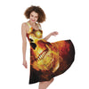 Burning Evil Skull Print Women's Sleeveless Dress