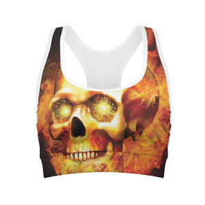 Burning Evil Skull Print Women's Sports Bra