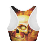 Burning Evil Skull Print Women's Sports Bra