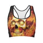 Burning Evil Skull Print Women's Sports Bra