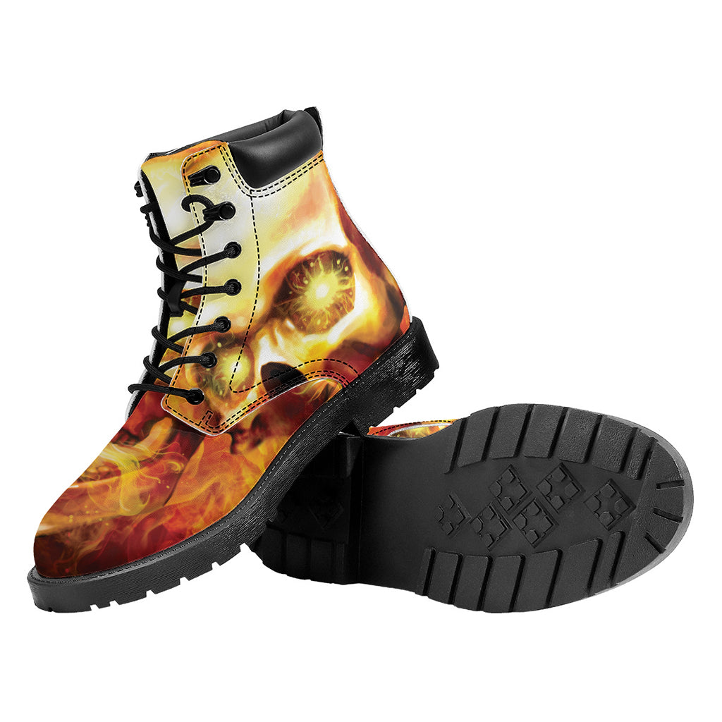 Burning Evil Skull Print Work Boots