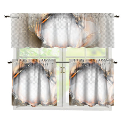 Burning Hole Print 3 Piece Kitchen Curtains