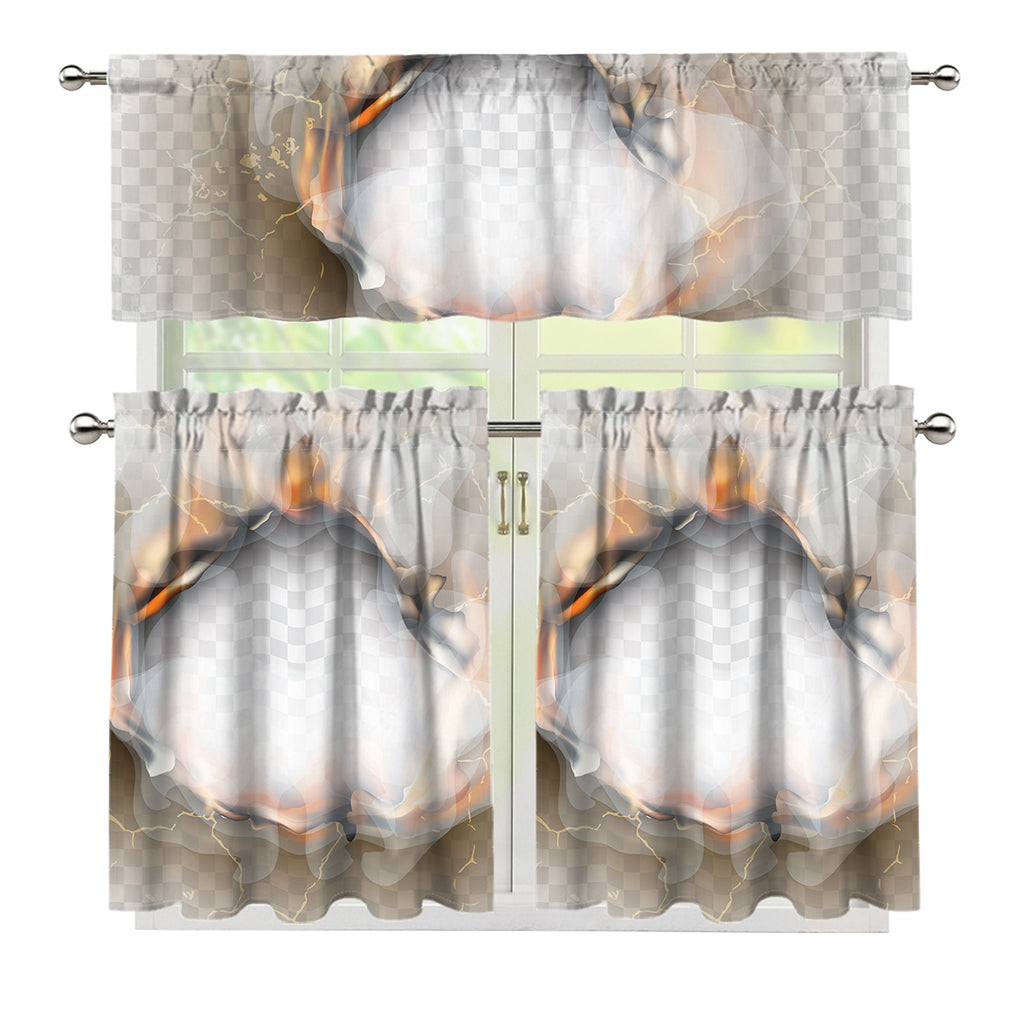 Burning Hole Print 3 Piece Kitchen Curtains