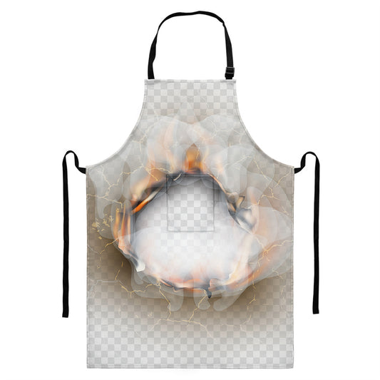 Burning Hole Print Bib Apron With Pocket