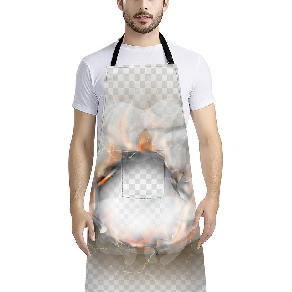 Burning Hole Print Bib Apron With Pocket