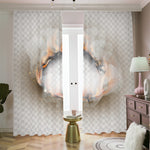 Burning Hole Print Blackout Pencil Pleat Curtains