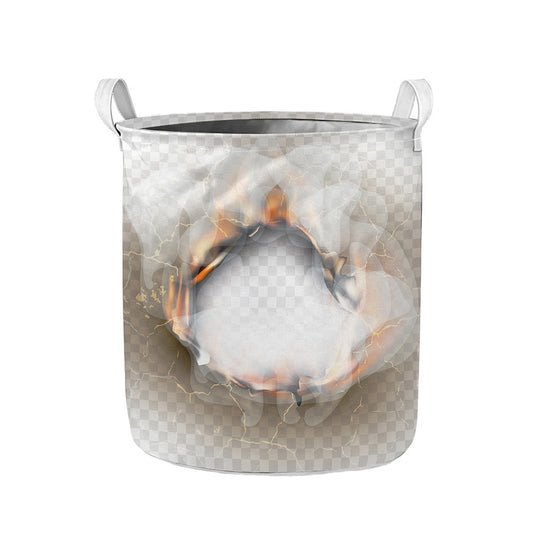 Burning Hole Print Collapsible Laundry Basket