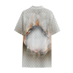 Burning Hole Print Cotton Hawaiian Shirt