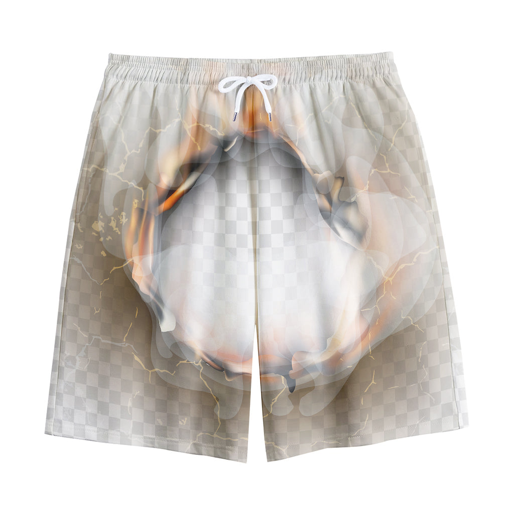 Burning Hole Print Cotton Shorts