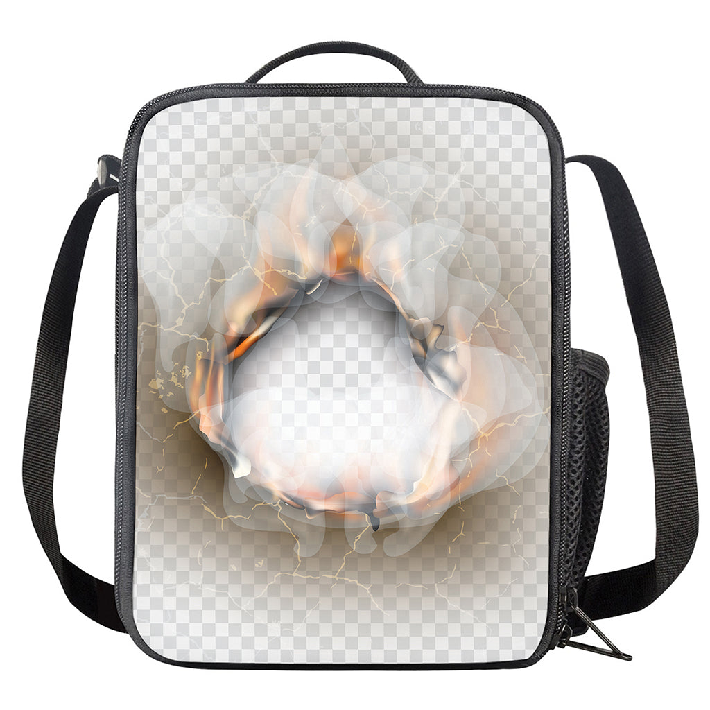 Burning Hole Print Crossbody Lunch Bag