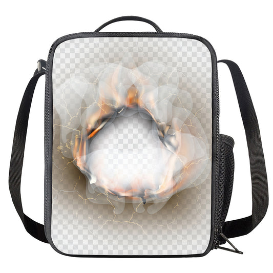 Burning Hole Print Crossbody Lunch Bag