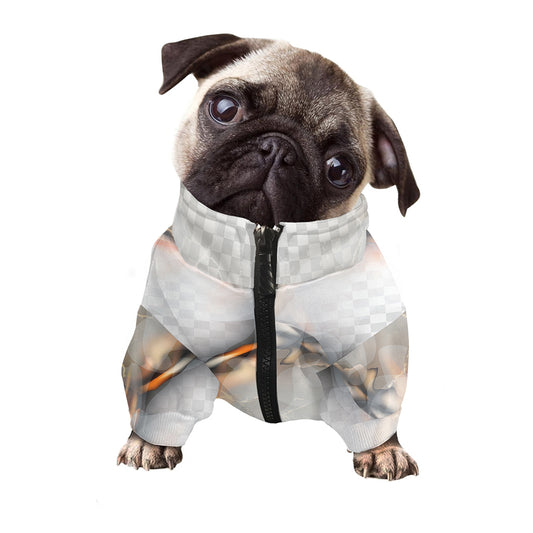 Burning Hole Print Dog Zip Up Jacket