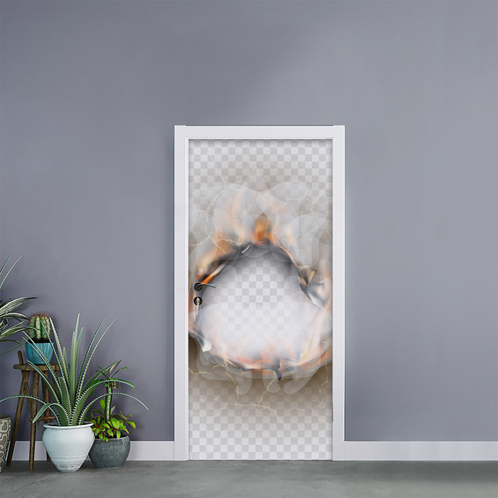 Burning Hole Print Door Sticker